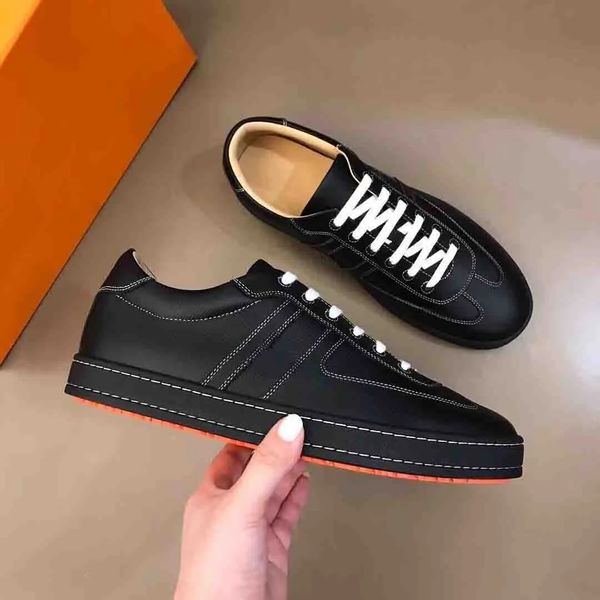 

italy designers men casual shoes calfskin leather sneaker trail farbe leder sneakers outdoor lace up trainers outdoor sports rubber sole wit, Black