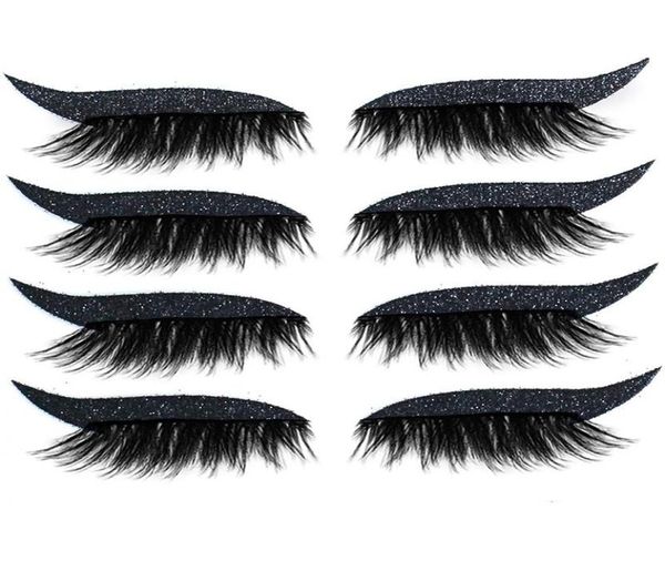 

false eyelashes 8pcs4pairs reusable lashes eyeliner and eyelash stickers waterproof easy to use remove tool5409286