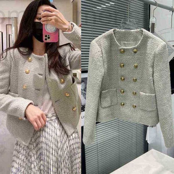 

women's jackets designer small fragran lerity style short gold tton gray grn twd women's wool spring new xnev, Black;brown