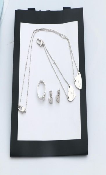 

europe america fashion jewelry sets men lady womens 925 sterling silver engraved g letter heart pendant necklace bracelet earrings1583756