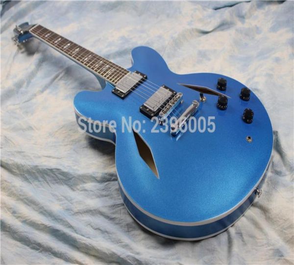 

custom shop dave grohl 335 metallic pelham blue semi hollow body jazz electric guitar guitarra double diamond holes split diamond4942108