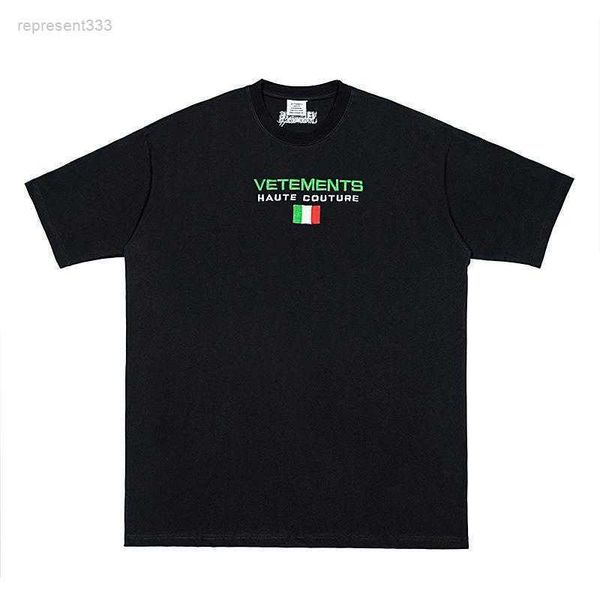 

vetements t shirt summer new fashion brand cute flag embroidery letter men's and short sleeve t-shirt d2my d2my, White;black