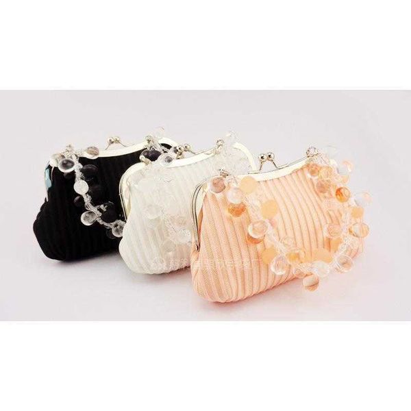 

striped mesh beaded portable coin purse dinner bag handbag