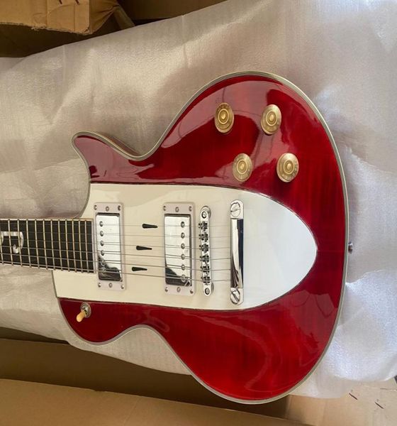 

custom shop 1960s corvette chevrolet red electric guitar cross flags headstock chrome hardware chibson guitar mirror back cover4729467