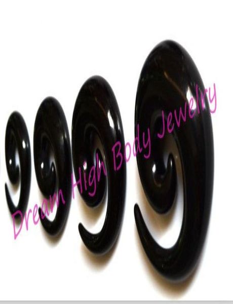 

ear expander sprial ear taper large size 1420mm black acrylic fashion body piercing jewelry2201922, Slivery;golden