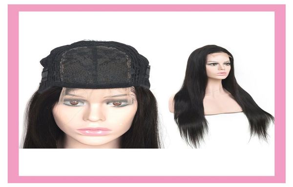 

natural color 4x4 lace closure wigs straight deep wave body peruvian human hair products four by four closure wig with baby hair l2172055, Black;brown