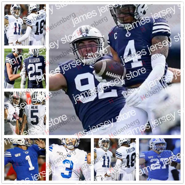 

american college football wear byu brigham young cougars football stitched jersey 16 baylor romney 15 aleva hifo 13 micah simon 89 matt bush, Black