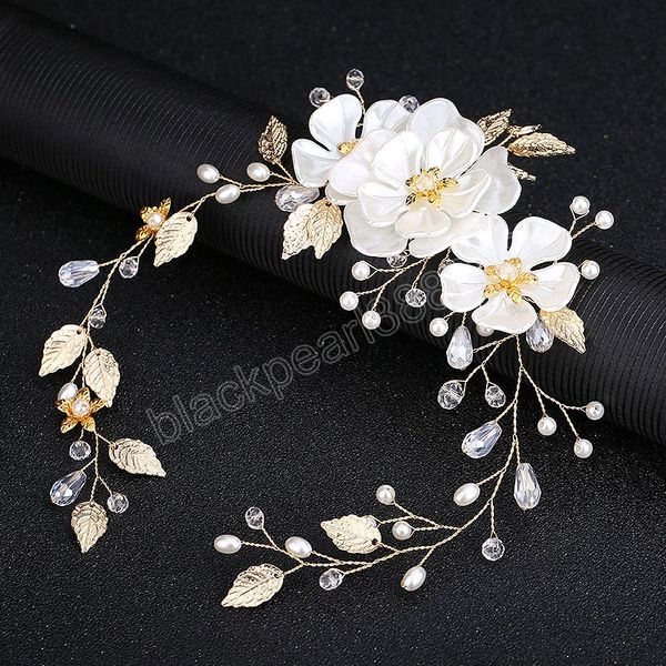 

elegant girls bridal headband imitated pearl hair headdress flower wreath bride head hoop wedding headbands hair jewelry, Slivery;golden