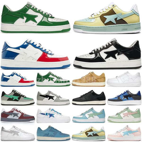 

casual shoes bathing apes low comics yellow red blue black green patent leather royal bordeaux grey brown mint teal suede orange pink men wo, White;red