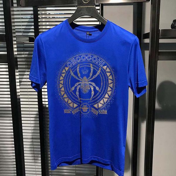 

men's fashion t-shirt diamond spider print design luxury man tees summer popular style pure cotton round neck male clothing, White;black