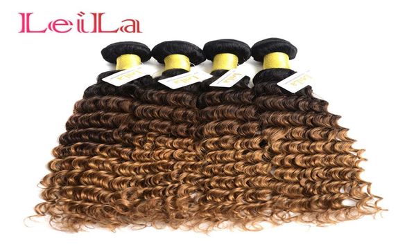 

brazilian human hair 4bundles deep wave curly 1b427 ombre virgin hair bundles from leilabeauthair deep wave 1b427 bundels5202893, Black