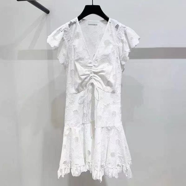 

sand-ro french style dress v-neck frill sleeves fitted dress for women white, Black;gray