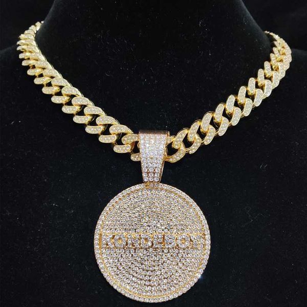 

men women hip hop konde boy letters pendant necklace 13mm cuban chain hiphop iced out bling necklaces fashion charm jewelry, Silver