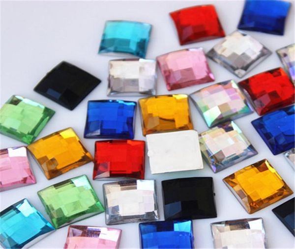 

micui 100pcs 12mm crystal mix color acrylic rhinestones flatback square gems strass stone for clothes dress craft zz6093119810, Black