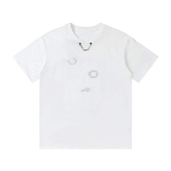 

stylish men's t-shirt 2023 lvsity vintage decorated short sleeve crew neck stand neck casual couple t-shirt student viutonity 032-03, White;black