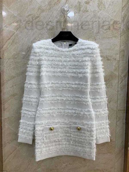 

basic & casual dresses designer early spring new high definition celebrity tweed french light luxury round neck thin flash wrap hip dress 5e, Black;gray