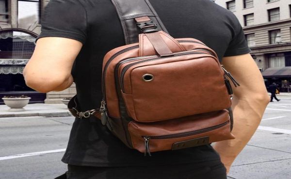 

backpack vintage pu leather men chest backbag casual fashion male messenger bags back pack crossbody small sling single shoulder b9650773