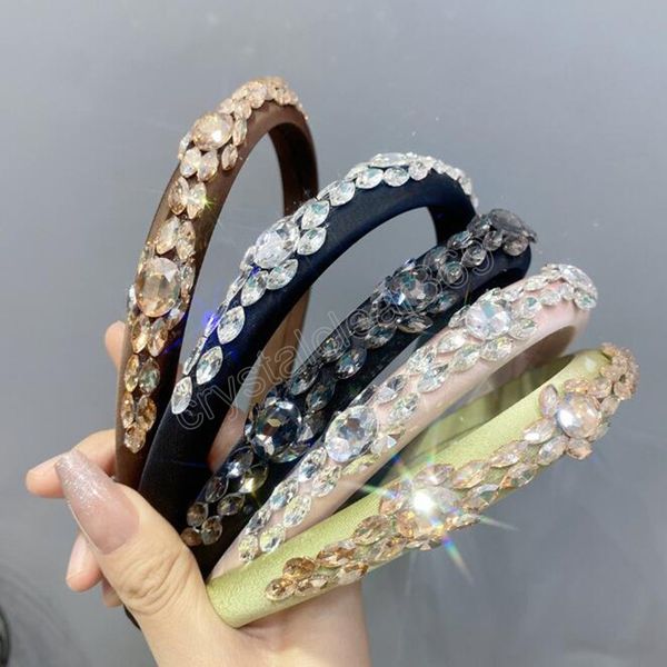 

fashion hairband for women light luxury diamond drill hair hoop shining turban baroque headwear hair accessories, Slivery;white