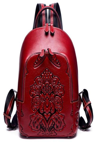 

embossing women genuine leather backpacks classic female shoulder bag sac a dos travel ladies bagpack mochilas school bags girls s5385515