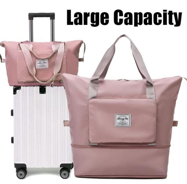 

2021 large capacity storage folding bag travel bags tote carry on luggage handbag waterproof duffel set women drop shippiing7728320
