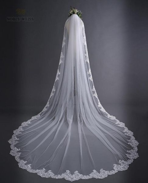 

bridal veils wedding with comb lace edge cathedral veil onelayer4473956, Black