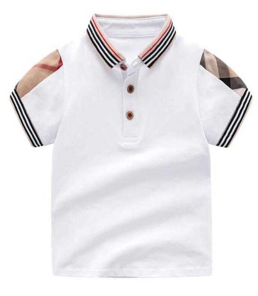 

retail summer baby boys girls tshirts cotton kids short sleeve t shirt children turndown collar plaid tshirt kids 7345491, Blue