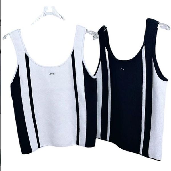 

516 l 2023 summer sweaters women's pullover sweater black white striped crew neck sleeveless brand same style women's xue, White;black