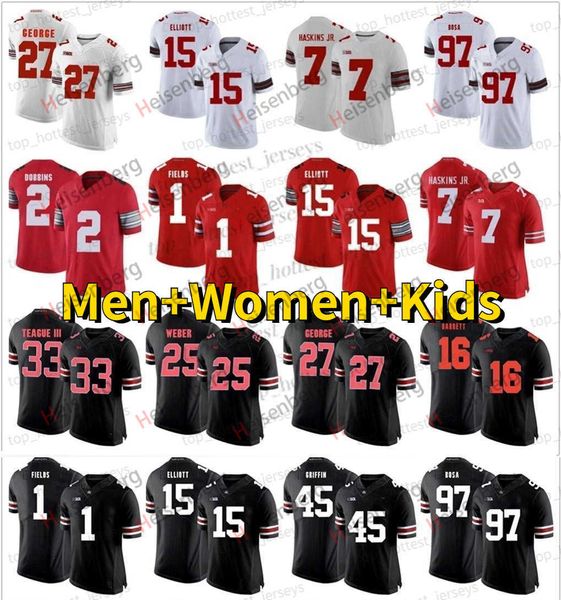 

american college football wear custom football jersey 97 bosa ohio state buckeyes college 1 justin fields 15 ezekiel elliott 97 nick joey 2, Black