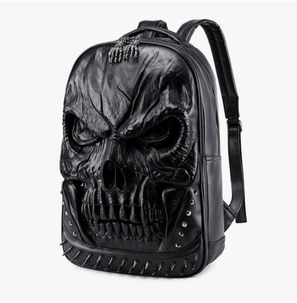 

2022 new 3d embossed skull backpack bags for men unique originality man bag rivet personality cool rock lapschoolbag for teena9233378