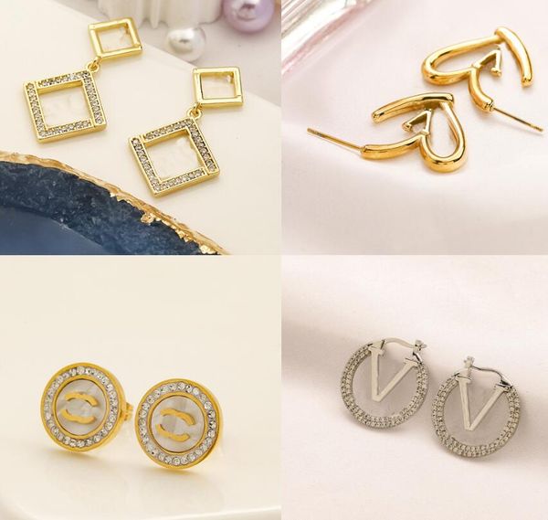 

luxury hoops women fashion desinger stud classic stainless steel couple gifts designer jewelry engagement earrings wholesale christmas gift, Golden;silver