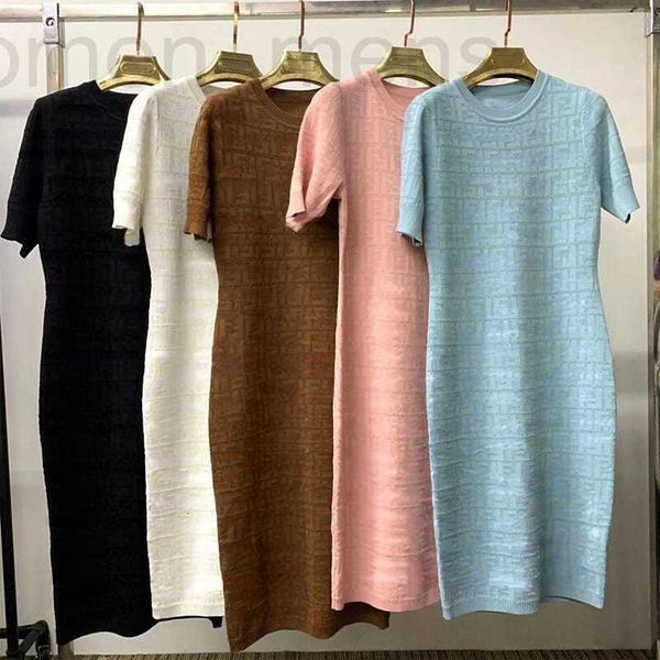 

basic & casual dresses designer luxury dress jacquard mini skirt fashion women slim knitted short sleeved t shirt american womens clothing e, Black;gray