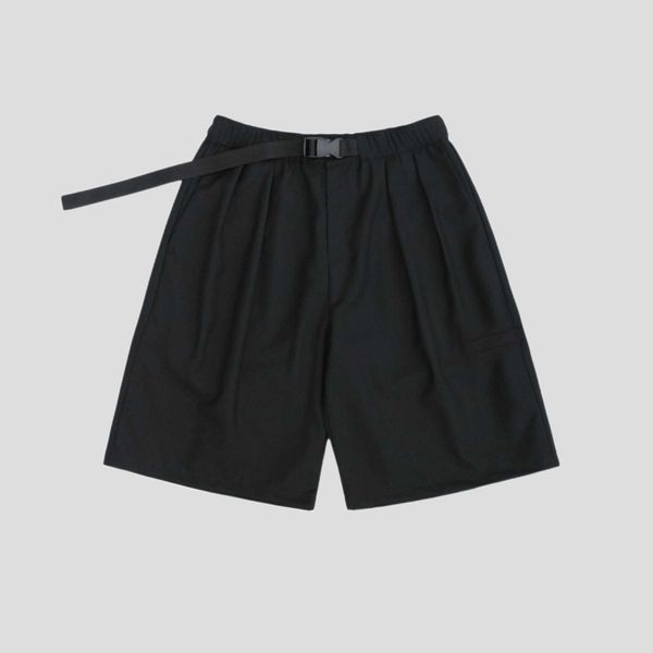 

maminqin's new japanese miscellaneous style loose straight buckle capris cleanfit suit drop short, Black;white