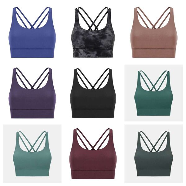 

l002 longline classic yoga bra buttery soft sports bra fashion vest skin-friendly lingerie cross strap brassiere with removable cups