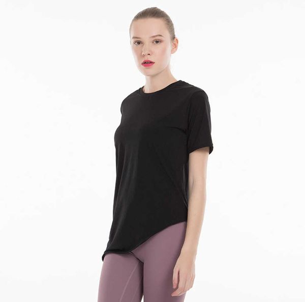 

naked-feels fabrics loose gym workout yoga t-shirt women breathable plain fitness sport short sleeved shirts leisure 8ess, White