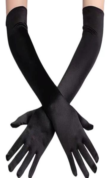 

five fingers gloves women stain 53cm long gothic lolita evening party hand warmer 1920s for cosplay costume opera cocktail5824988, Blue;gray