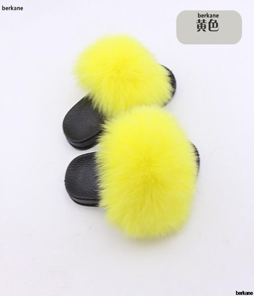 

real slippers kids winter fur child home slides girls sliders raccoon fluffy chinelo flats beach summer children indoor3817530, Black;grey