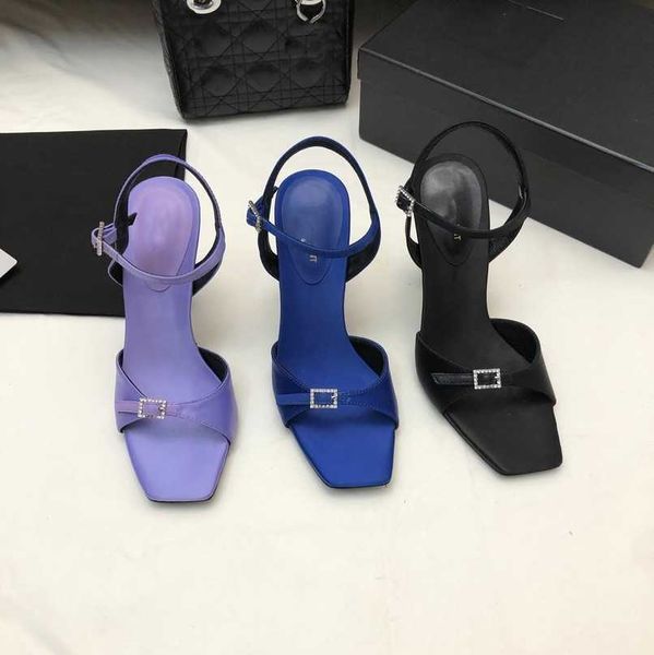 

crystal embellished buckle pumps sandal logo women shoes spool heels luxury designer slingback classic letter y0 sl stiletto heeled .5cm s, Black