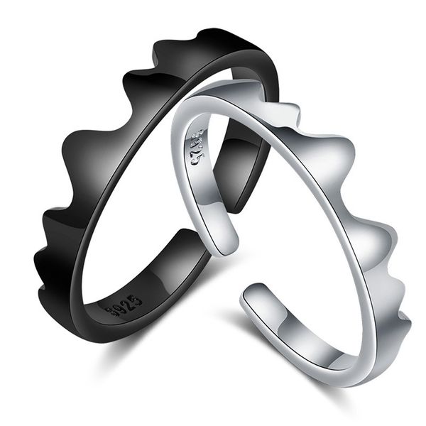 

2-in-1 wavy curve ring set for men and women trendy couple rings adjustable size, Silver