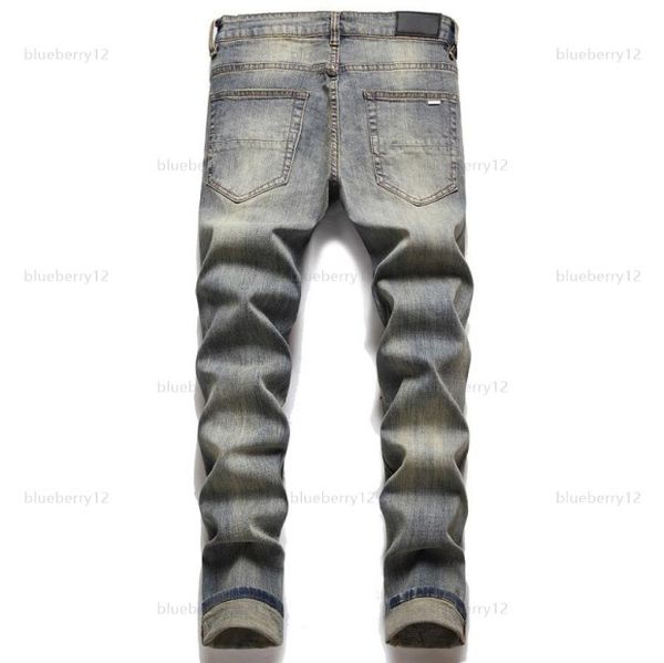 

jeans european jean hombre letter star men embroidery patchwork ripped for trend motorcycle pant mens skinny, Blue