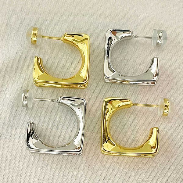 

minimalist metal square earrings for women's heavy industry commuting new style temperament minority design sense high grade earrings c, Golden
