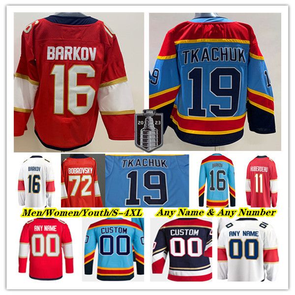 

2023 stanley cup final hockey jersey aleksander barkov matthew tkachuk sergei bobrovsky carter verhaeghe sam bennett reinhart brandon montou, Black;red