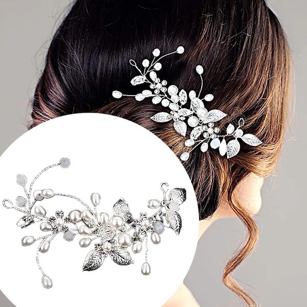 

pearl hair vine tiaras crystal hairpin headpiece hair comb pins hairwear wedding bridal rhinestone hair jewelry accessories, Slivery;golden