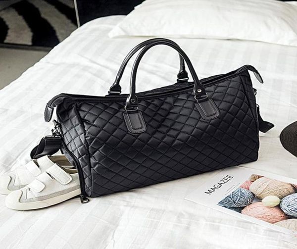 

duffel bags mens fashion plaid travel bag versatile women duffle weekend nylon shoulder big handbag carry on luggage black xa763wb6486490