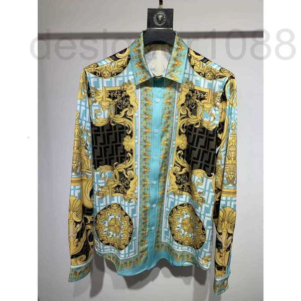 

designer mens casual shirt summer fashion medusa print long sleeved shirts loose thin cardigan silk jacket i1fq, White;black
