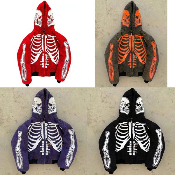 

new men's spring and autumn new trend fashion loose 3d print skull hoodie cardigan pullover casual cool coat, Black
