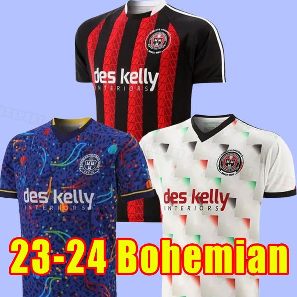 

bohemian fc 2023 soccer jerseys 23 24 palestine bob marley dublin bus bohemians special football shirt camiseta de futbol maillots foot cust, Black;yellow