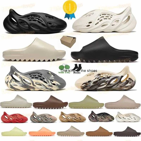 

slipper men woman designer slippers foam runners slippers vermillion mineral blue onyx pure sandals slide pantoufle ochre bone resin clog de, Black