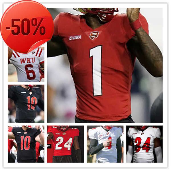 

custm western kentucky hillers wku college football jersey bailey zappe adam cofield jerreth sterns deangelo malone will ignont malachi corl, Black;red