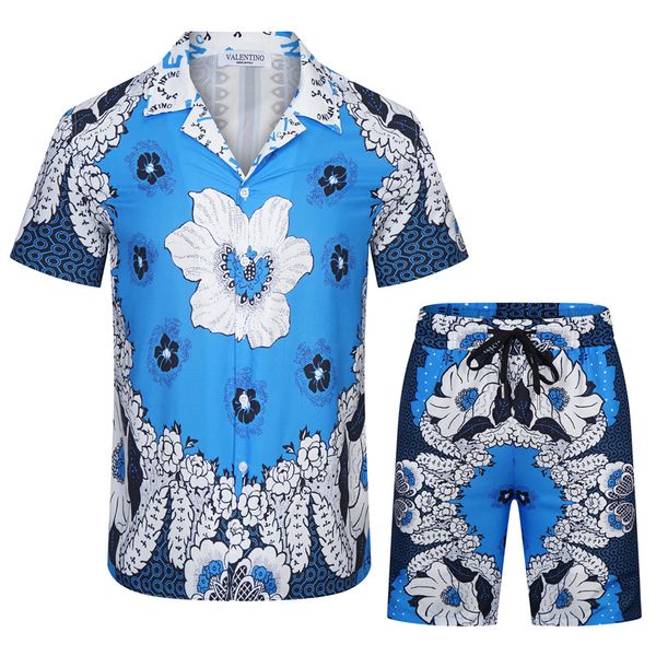 

23 summer fashion mens tracksuits hawaii beach pants set designer shirts printing leisure shirt man slim fit the board of directors short sl, Gray