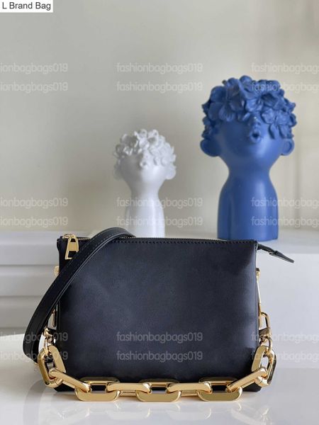 

l brand bag m59598 women luxurys designers bags puffy embossed letter flowers patten chunky chain totes clutch crossbody long shoulder strap, Black